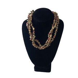 Tribal Boho Ethnic Natural Indian Gasper Agate Gravel Gemstone Chips Necklace